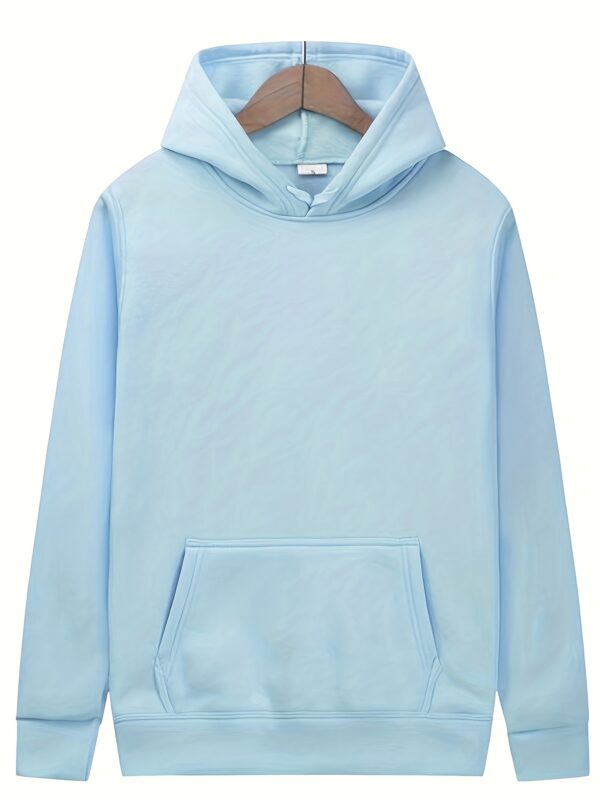Best-Selling Men's Solid Color Hoodie - Casual Loose Fit Drawstring Hooded Sweatshirt with Pocket, Soft Fleece Lining, and Adjustable Hem for Ultimate Comfort - Image 8
