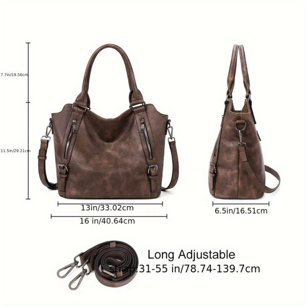 Luxurious Vegan Leather Hobo Handbag - Spacious, Stylish, and Cruelty-Free Large Ladies Shoulder Bag for Everyday Use - Image 3