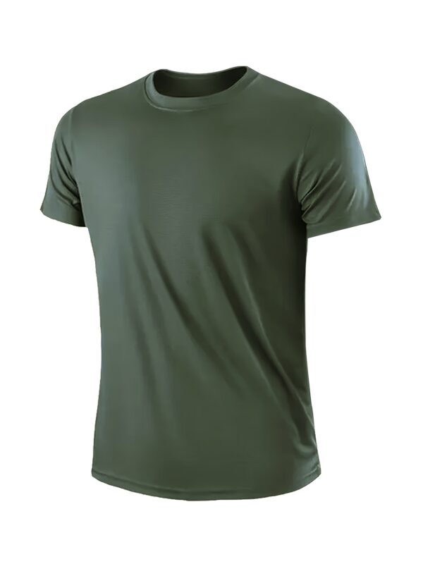 Breathable, Moisture-Wicking 3pcs Men's Quick-Dry Athletic T-Shirts - Crew Neck Tees in Deep Red, Army Green, Khaki - Perfect for Gym, Running & Training - Image 3