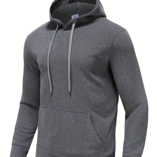 Best-Selling Men's Solid Color Hoodie - Casual Loose Fit Drawstring Hooded Sweatshirt with Pocket, Soft Fleece Lining, and Adjustable Hem for Ultimate Comfort - Image 13