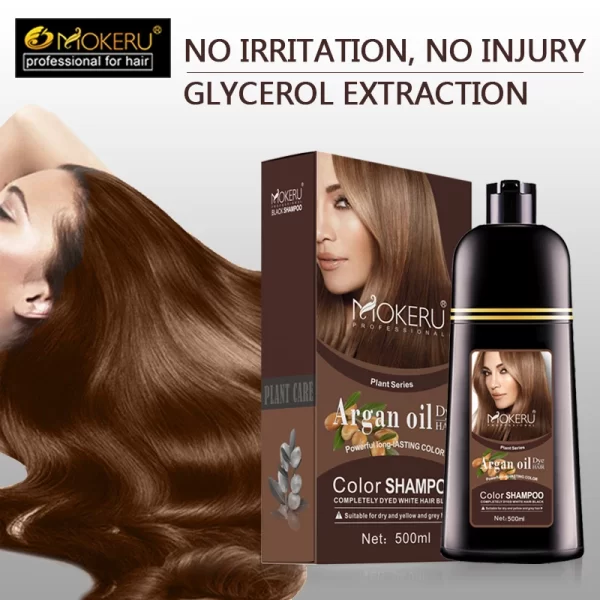 Mokeru Natural Organic Brown Hair Color Permanent Hair Coloring Shampoo Long Lasting Hair Dye Shampoo For Women Professional Dye - Image 4