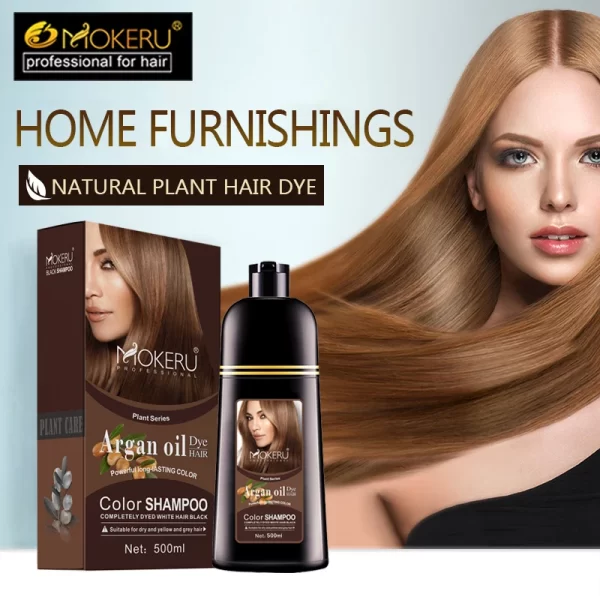 Mokeru Natural Organic Brown Hair Color Permanent Hair Coloring Shampoo Long Lasting Hair Dye Shampoo For Women Professional Dye - Image 3