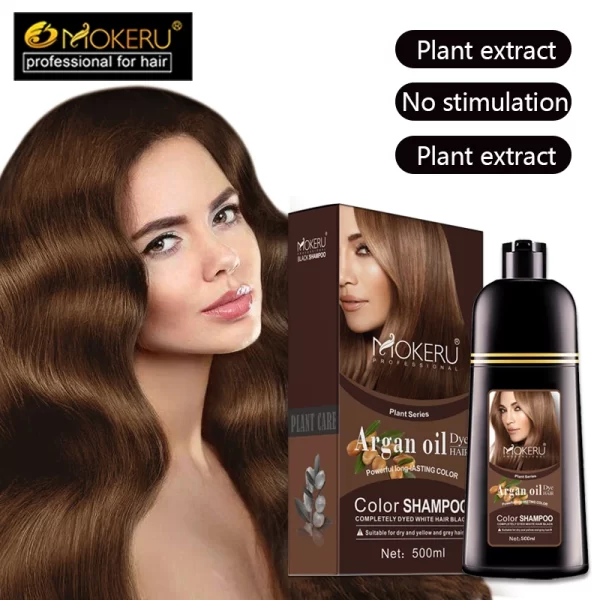 Mokeru Natural Organic Brown Hair Color Permanent Hair Coloring Shampoo Long Lasting Hair Dye Shampoo For Women Professional Dye - Image 5