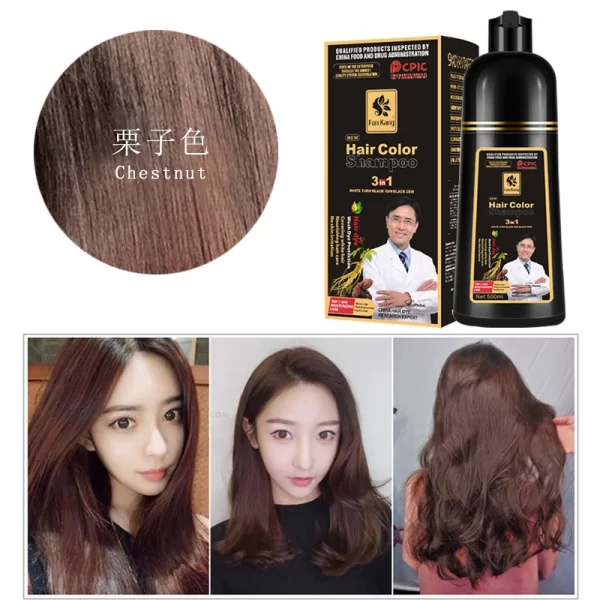 500ml Permanent Hair Shampoo Organic Natural Fast Hair Dye Plant Essence Hair Colorng Cream Cover Dye Shampoo For Women Men - Image 9