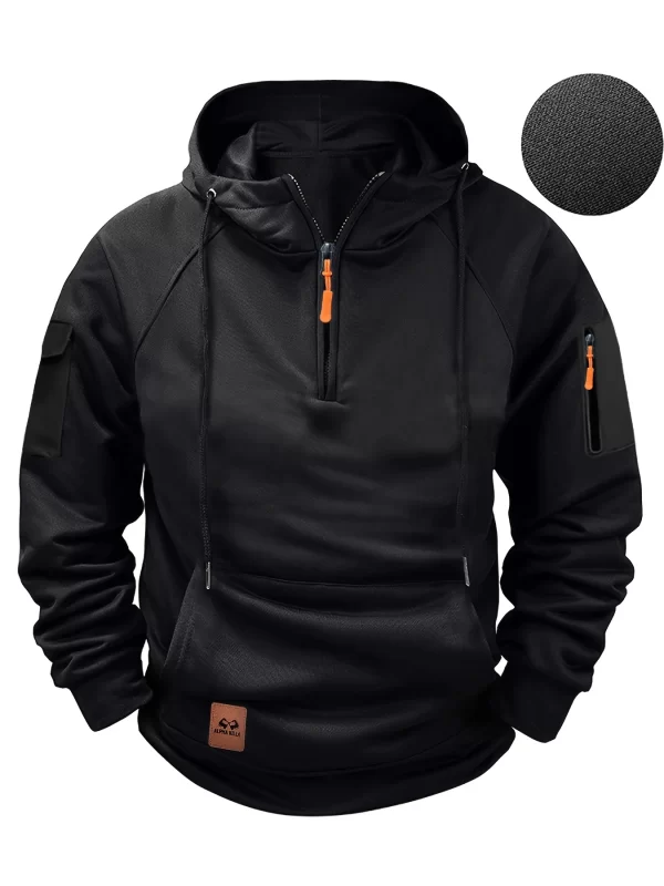 New Multi Pocket Zipper Fleece Dropped Shoulder Hooded Sweatshirt Men's Women's Plus Size Loose Pullover Fashion Sweatshirt