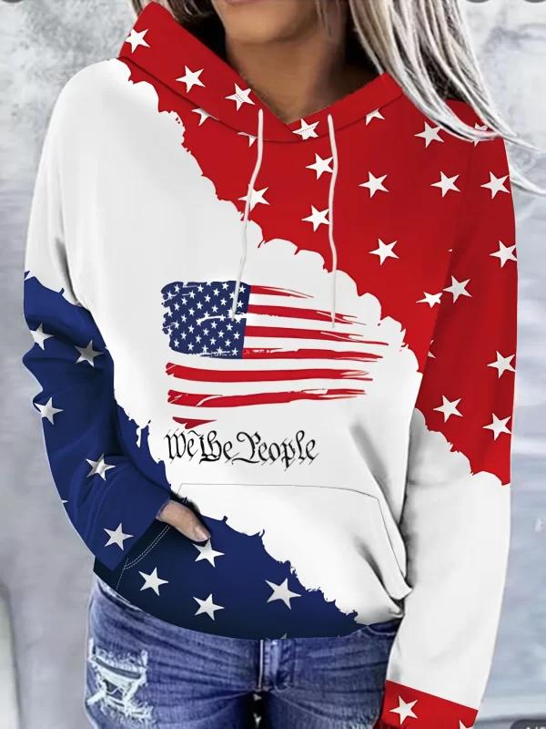 American Flag & Blessed 3d Print Hoodie Women Fashion Oversized Hoodies Women Sweats Letter Coat Sweatshirt With Pocket Pullover - Image 12