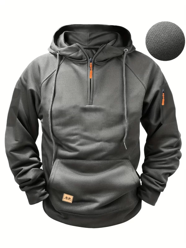 New Multi Pocket Zipper Fleece Dropped Shoulder Hooded Sweatshirt Men's Women's Plus Size Loose Pullover Fashion Sweatshirt - Image 6