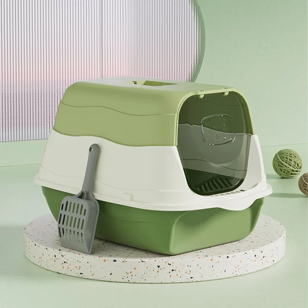 Large Cat Litter Box Hooded Cat Litter Box Odor-Resistant Fully Enclosed Cat Toilet with Litter Scoop for Home Pets Supplies - Image 2