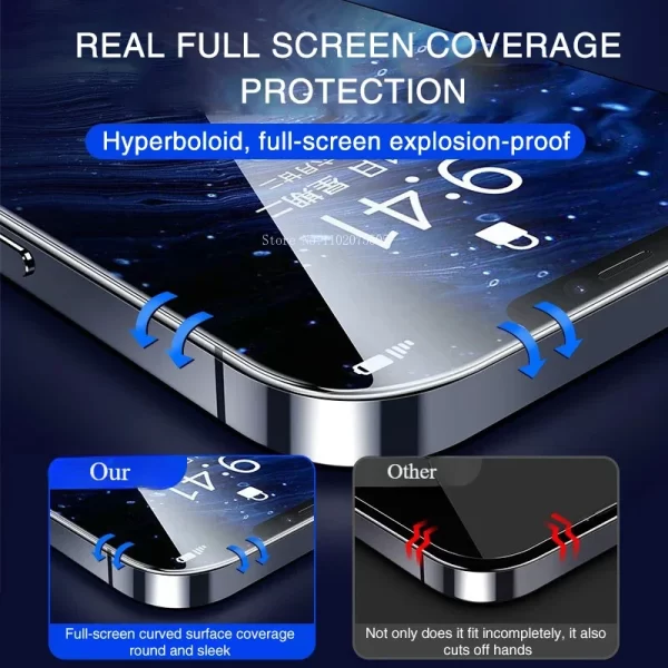 4PCS 9D Full Cover Tempered Glass For iPhone 16 11 12 13 14 15 Pro Max 16 15 Plus Screen Protector For iPhone 13 Mini XR XS MAX - Image 2