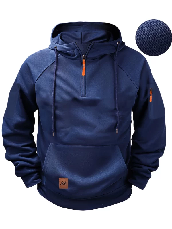 New Multi Pocket Zipper Fleece Dropped Shoulder Hooded Sweatshirt Men's Women's Plus Size Loose Pullover Fashion Sweatshirt - Image 3