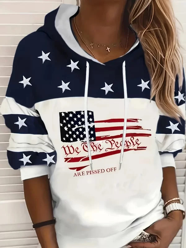 American Flag & Blessed 3d Print Hoodie Women Fashion Oversized Hoodies Women Sweats Letter Coat Sweatshirt With Pocket Pullover - Image 8