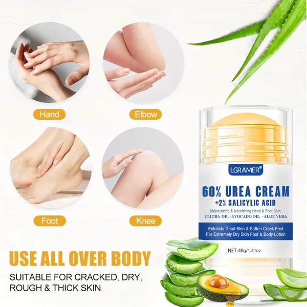 40g Urea Foot Cream Dry Cracked Feet Heel Gentle Exfoliation Softening Skin Ultra-Hydrating Hand Foot Care Cream Stick Protuct - Image 6