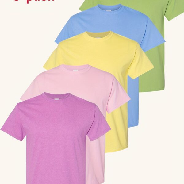 5-piece Set, Cotton T-shirt, Men's Classic Solid Color Short-Sleeved T-shirt - Image 14