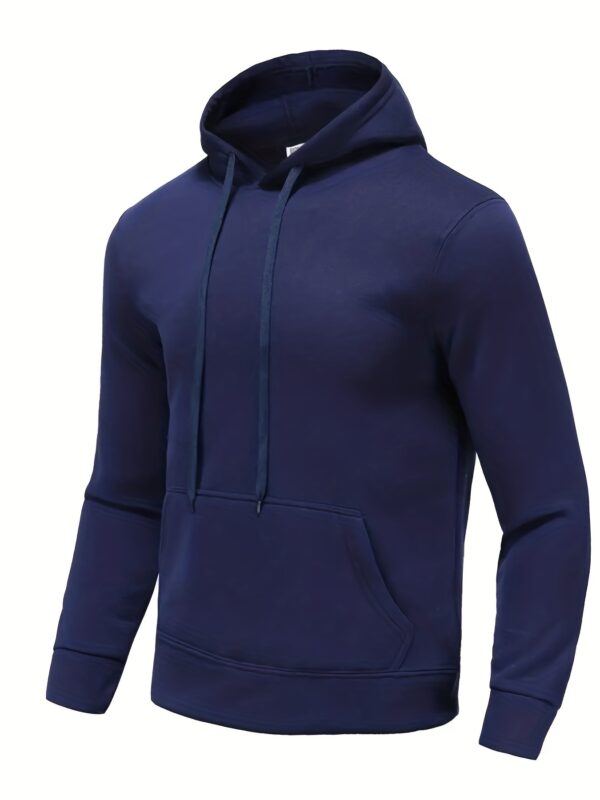 Best-Selling Men's Solid Color Hoodie - Casual Loose Fit Drawstring Hooded Sweatshirt with Pocket, Soft Fleece Lining, and Adjustable Hem for Ultimate Comfort - Image 3