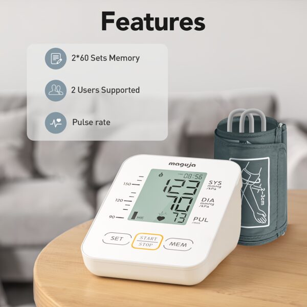 Arm Blood Pressure Monitor for Adults, Maguja Blood Pressure Machine Easy to Operate, BP Monitor Automatic Upper Arm Digital with Newly Upgraded Cuff Length 16.54inch Blood Pressure Cuff for Home Use - Image 2