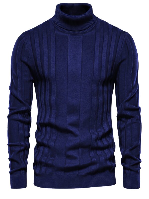 Turtleneck Knitted Sweater, Men's Casual Warm Solid High Stretch Pullover Sweater For Fall Winter - Image 7