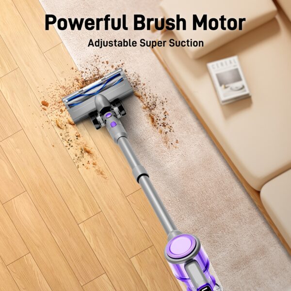 [Home Relaxation] Powerful Cordless Stick Vacuum Cleaner - 45kPa Suction, Rechargeable with 2600mAh Battery, Up to 45 Mins Runtime, Lightweight & Portable for Hardwood, Carpet, Pet Hair, and Tight Spaces, Includes LED Lights & Crevice Tool, Cordless Vacuu - Image 11