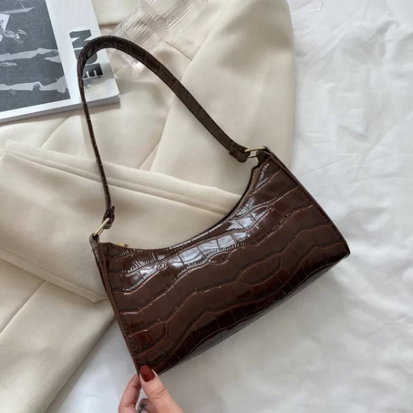 Fashion PU Leather Bags for Women Alligator Pattern Armpit Handbag Female Small Underarm Messenger Bag Purse - Image 14