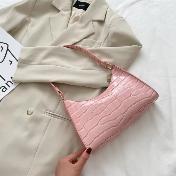 Fashion PU Leather Bags for Women Alligator Pattern Armpit Handbag Female Small Underarm Messenger Bag Purse - Image 13