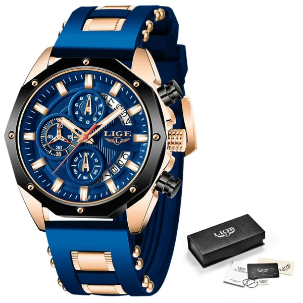 LIGE New Fashion Mens Watches Top Brand Luxury Silicone Sport Watch Men Quartz Date Clock Waterproof Wristwatch Chronograph - Image 9
