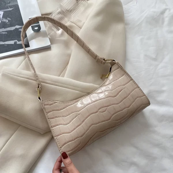 Fashion PU Leather Bags for Women Alligator Pattern Armpit Handbag Female Small Underarm Messenger Bag Purse - Image 9