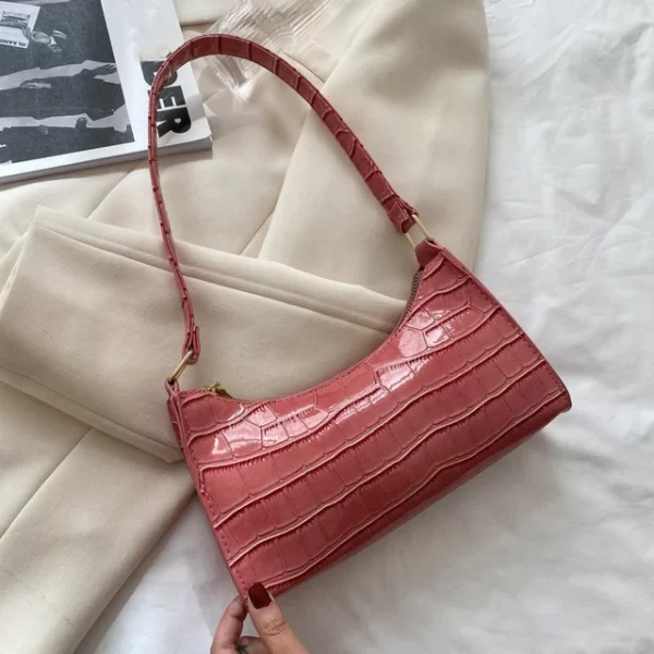 Fashion PU Leather Bags for Women Alligator Pattern Armpit Handbag Female Small Underarm Messenger Bag Purse - Image 11