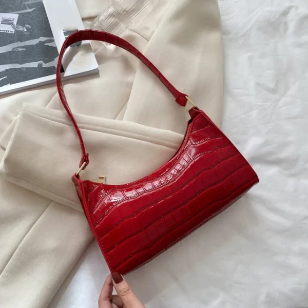 Fashion PU Leather Bags for Women Alligator Pattern Armpit Handbag Female Small Underarm Messenger Bag Purse - Image 12