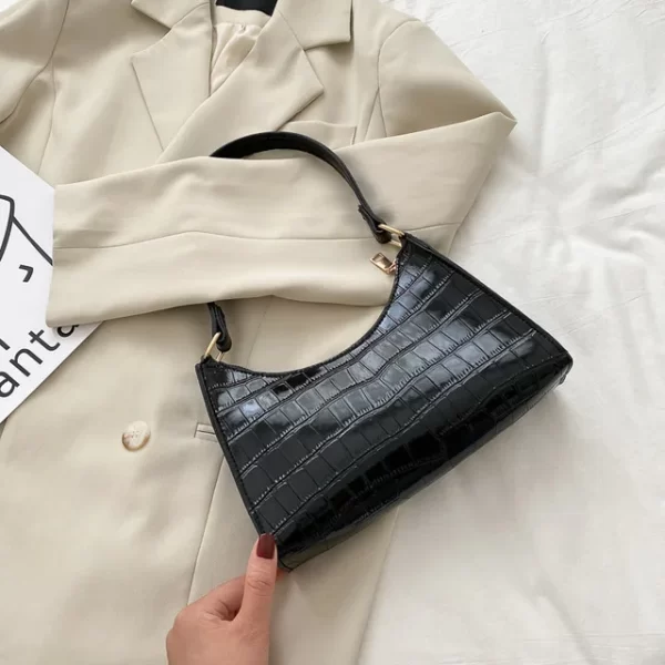 Fashion PU Leather Bags for Women Alligator Pattern Armpit Handbag Female Small Underarm Messenger Bag Purse - Image 8