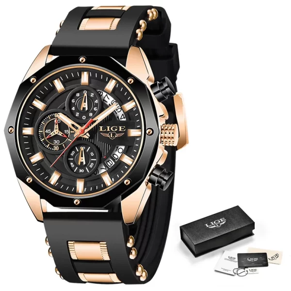 LIGE New Fashion Mens Watches Top Brand Luxury Silicone Sport Watch Men Quartz Date Clock Waterproof Wristwatch Chronograph - Image 10