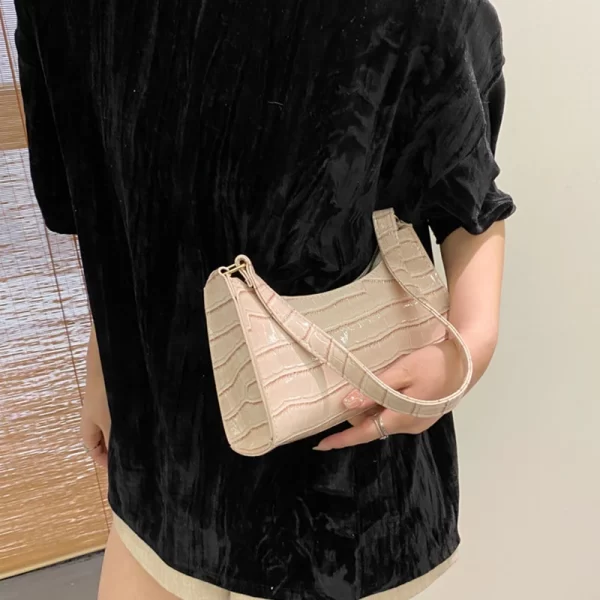 Fashion PU Leather Bags for Women Alligator Pattern Armpit Handbag Female Small Underarm Messenger Bag Purse - Image 5