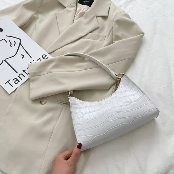 Fashion PU Leather Bags for Women Alligator Pattern Armpit Handbag Female Small Underarm Messenger Bag Purse - Image 15