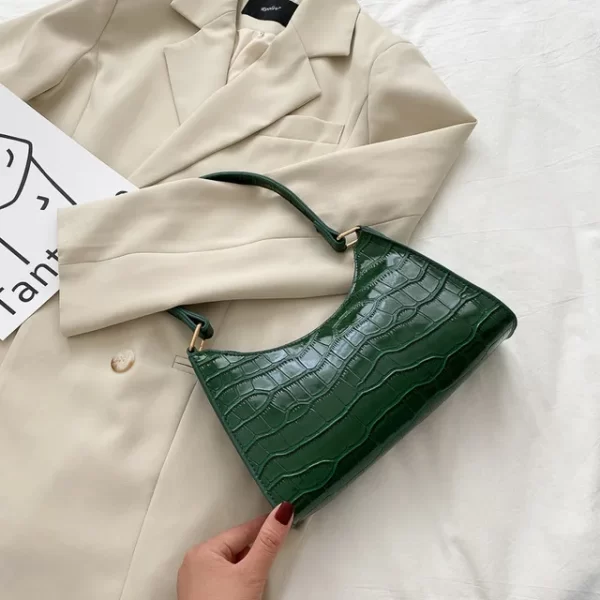 Fashion PU Leather Bags for Women Alligator Pattern Armpit Handbag Female Small Underarm Messenger Bag Purse - Image 7