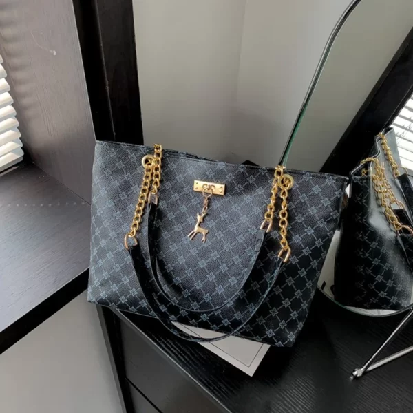 New Presbyopia Handbag Texture Soft Leather Large Capacity Tote Women Bag With Hanging Accessories Shoulder Bag - Image 2