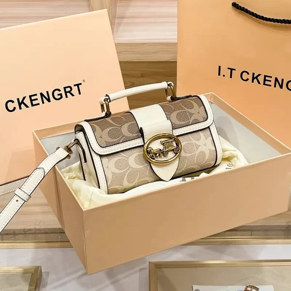 New minimalist and fashionable small handbag, contrasting color women's bag, high-end carriage crossbody bag, portable box bag - Image 17