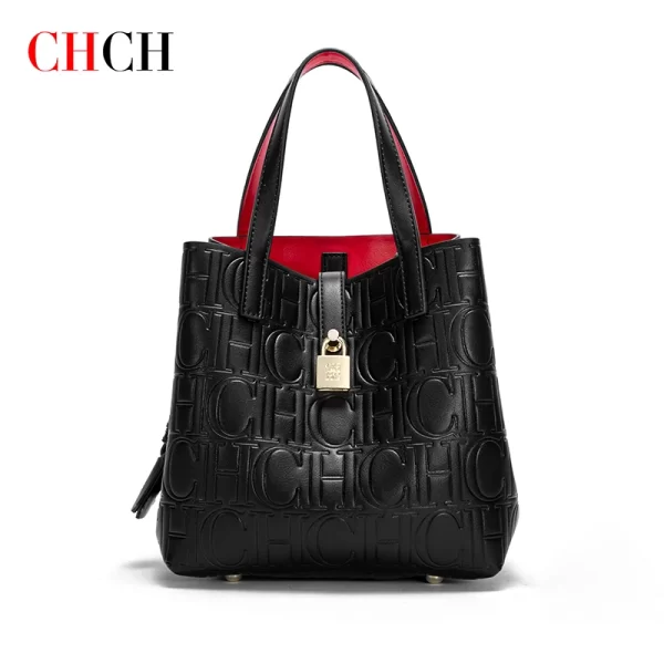 CHCH Women's Tote Bag New Steel Embossed Handheld Bun Mother Shopping Bag - Image 7