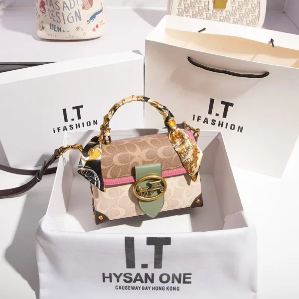 New minimalist and fashionable small handbag, contrasting color women's bag, high-end carriage crossbody bag, portable box bag - Image 20