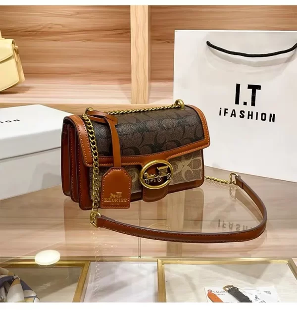 New minimalist and fashionable small handbag, contrasting color women's bag, high-end carriage crossbody bag, portable box bag - Image 9