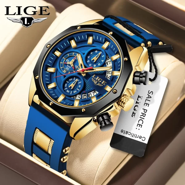 LIGE New Fashion Mens Watches Top Brand Luxury Silicone Sport Watch Men Quartz Date Clock Waterproof Wristwatch Chronograph