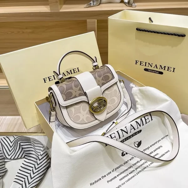 New minimalist and fashionable small handbag, contrasting color women's bag, high-end carriage crossbody bag, portable box bag - Image 16