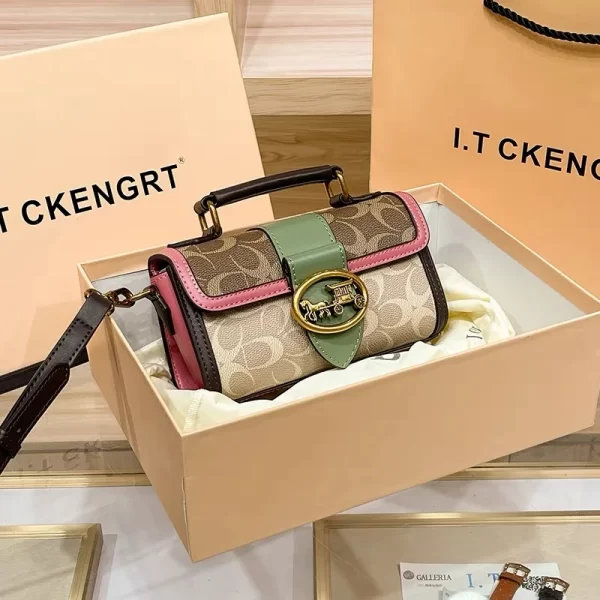 New minimalist and fashionable small handbag, contrasting color women's bag, high-end carriage crossbody bag, portable box bag - Image 18