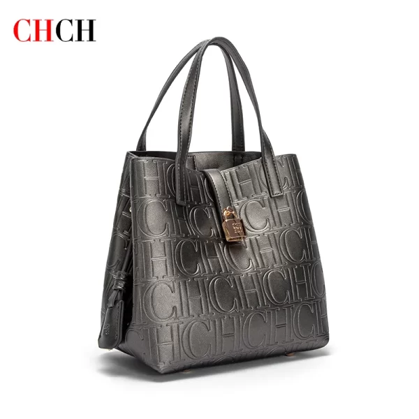 CHCH Women's Tote Bag New Steel Embossed Handheld Bun Mother Shopping Bag - Image 3