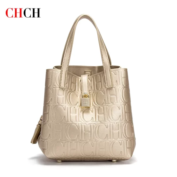 CHCH Women's Tote Bag New Steel Embossed Handheld Bun Mother Shopping Bag - Image 2