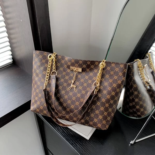 New Presbyopia Handbag Texture Soft Leather Large Capacity Tote Women Bag With Hanging Accessories Shoulder Bag - Image 7