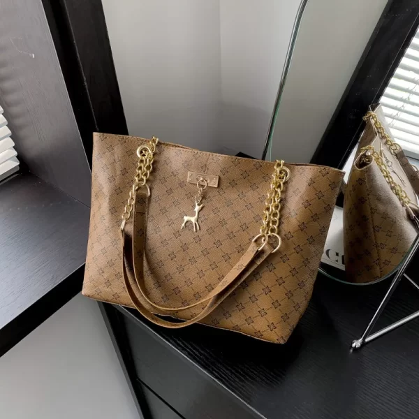 New Presbyopia Handbag Texture Soft Leather Large Capacity Tote Women Bag With Hanging Accessories Shoulder Bag - Image 8