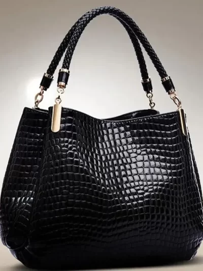 Women's Bag Large Capacity Tote Daily Commute Women's Shoulder Bag Crocodile Print Bright Face Handbag Shopping