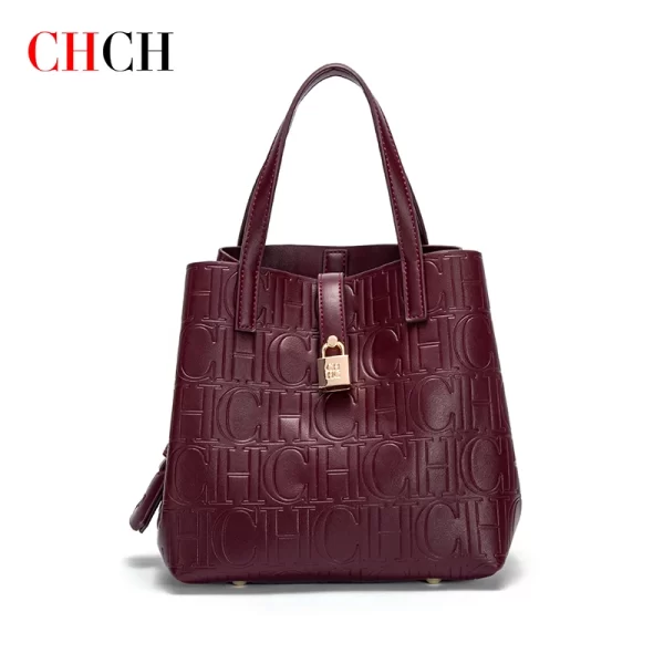 CHCH Women's Tote Bag New Steel Embossed Handheld Bun Mother Shopping Bag - Image 10