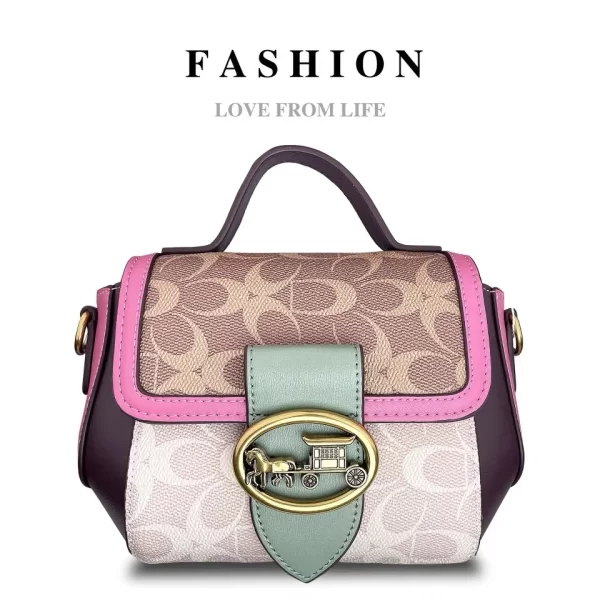New minimalist and fashionable small handbag, contrasting color women's bag, high-end carriage crossbody bag, portable box bag - Image 12