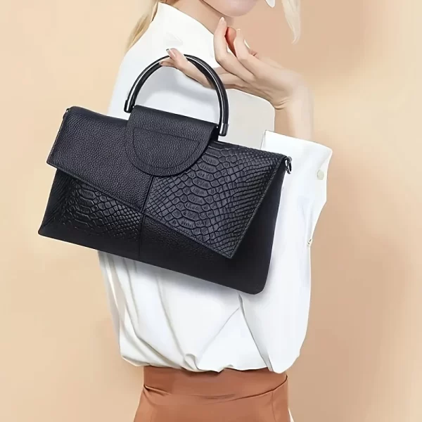 PU Synthetic Leather Women's Shoulder Crossbody Bag Fashion Casual Dinner Wedding Alligator Pattern Flap Handbag and Purse - Image 3