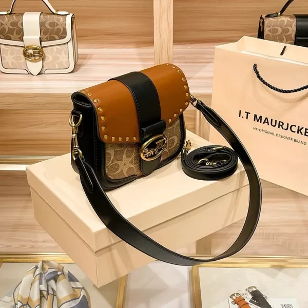 New minimalist and fashionable small handbag, contrasting color women's bag, high-end carriage crossbody bag, portable box bag - Image 21