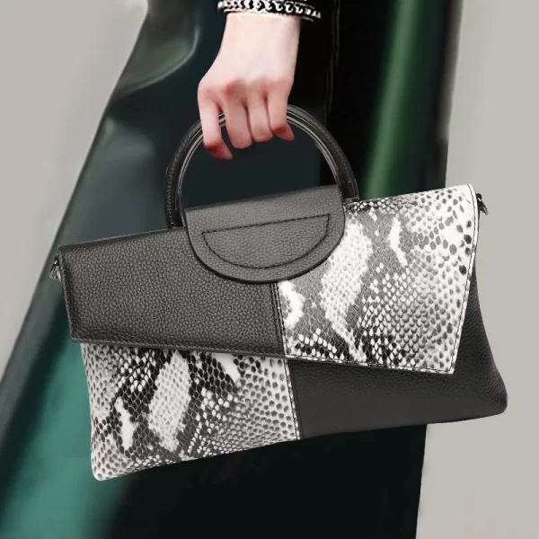 PU Synthetic Leather Women's Shoulder Crossbody Bag Fashion Casual Dinner Wedding Alligator Pattern Flap Handbag and Purse - Image 8
